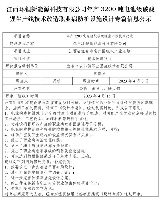 江西環(huán)鋰新能源科技有限公司年產(chǎn)3200噸電池級碳酸鋰生產(chǎn)線技術(shù)改造職業(yè)病防護(hù)設(shè)施設(shè)計(jì)專篇信息公示.jpg